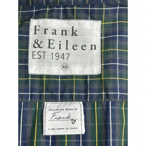 Frank & Eileen women’s plaid shirt size XS Green/Blue - Picture 6 of 9